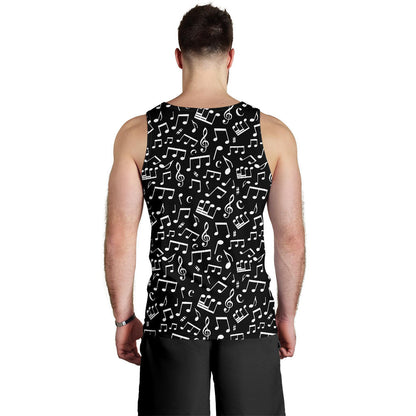 Music Note Black white Themed Print Men Tank Top