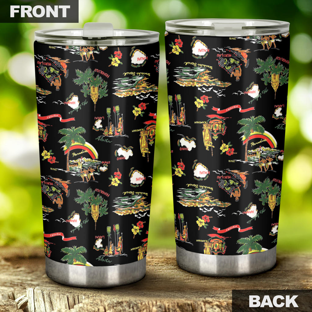 Hawaiian Island Themed Print Tumbler