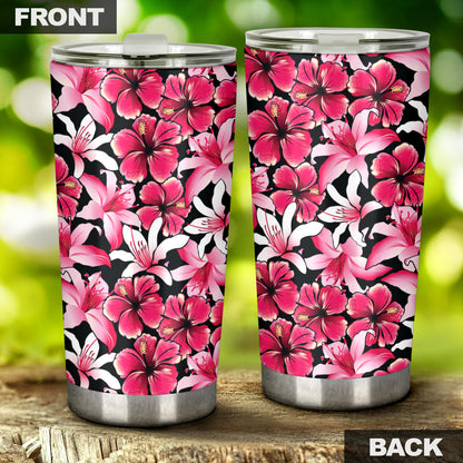 Flower Hawaiian Pink Red Hibiscus Print Tumbler