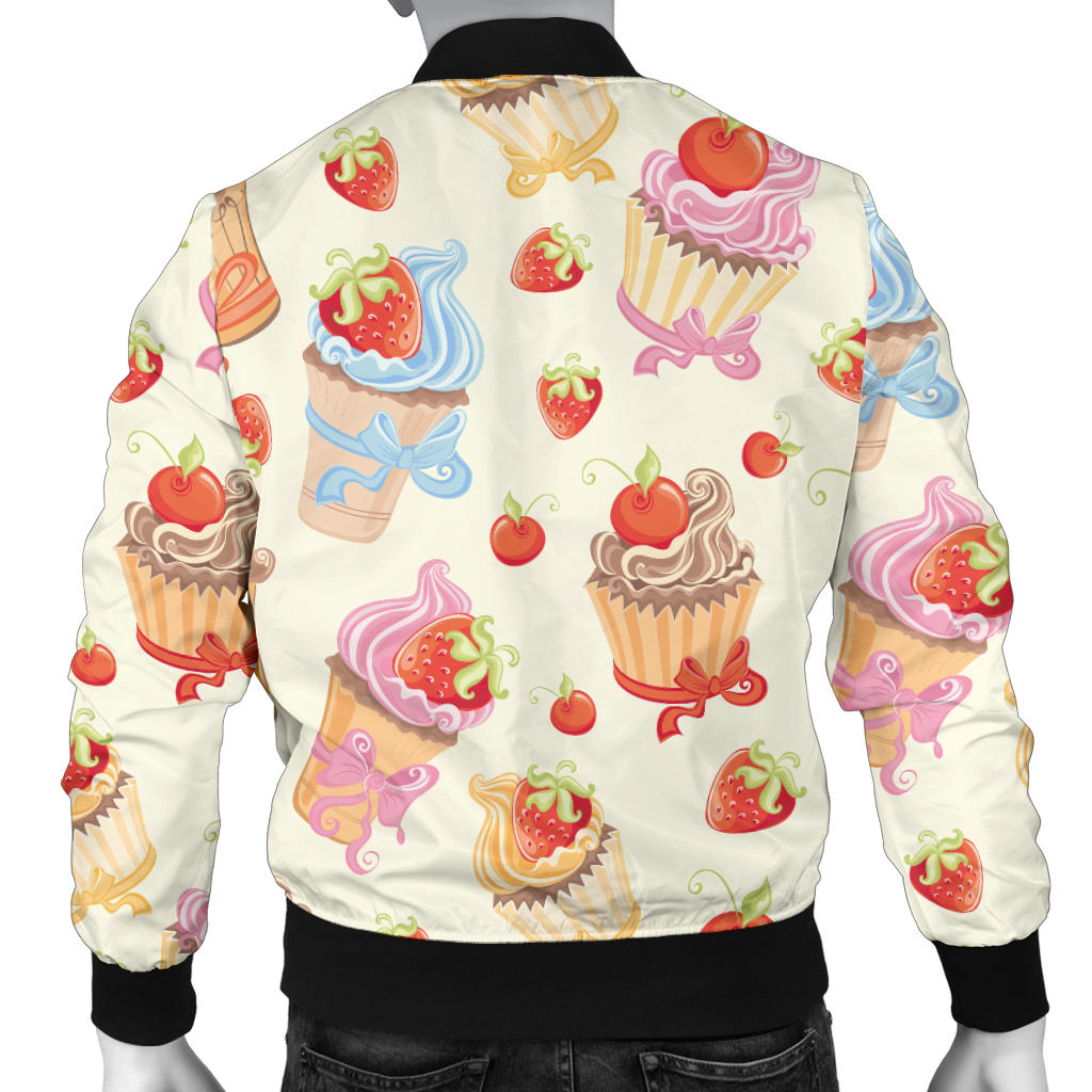 Cupcakes Strawberry Cherry Print Men Bomber Jacket