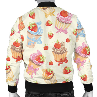 Cupcakes Strawberry Cherry Print Men Bomber Jacket