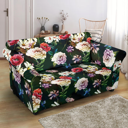 Summer Floral Print Design LKS303 Loveseat Couch Slipcover