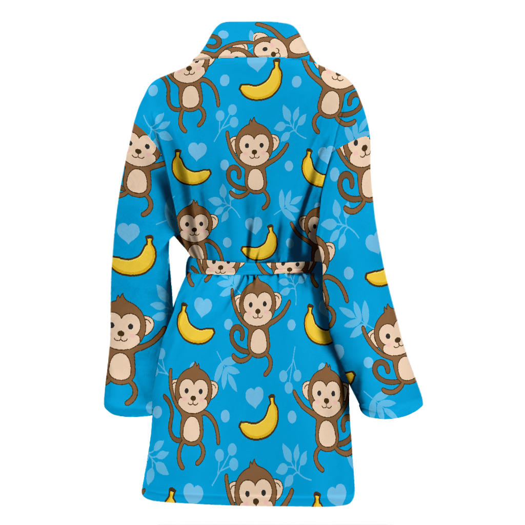 Monkey Pattern Print Design 05 Women Bathrobe