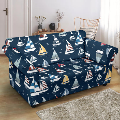 Sailboat Print Design LKS306 Loveseat Couch Slipcover