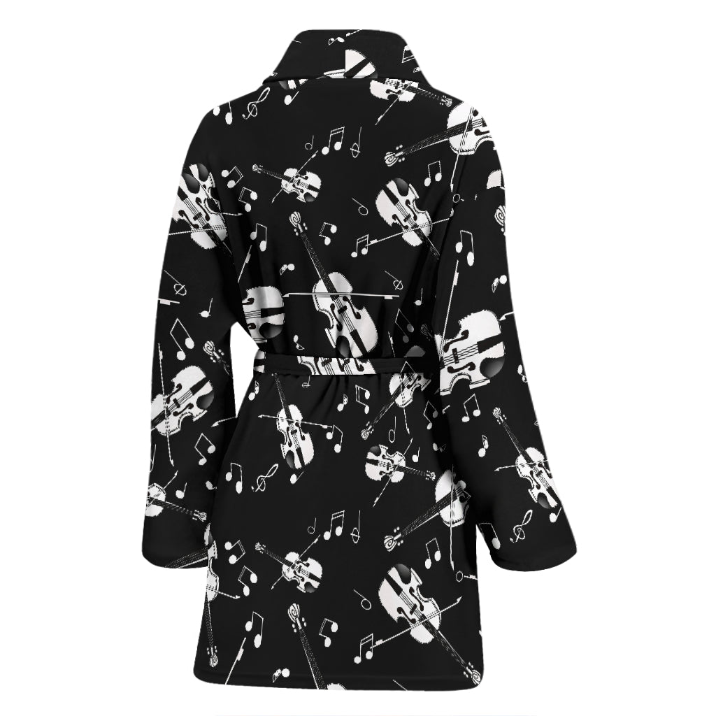 Violin Print Design LKS404 Women Bathrobe