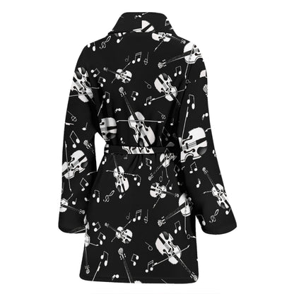 Violin Print Design LKS404 Women Bathrobe