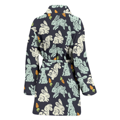 Bunny Pattern Print Design 04 Women Bathrobe