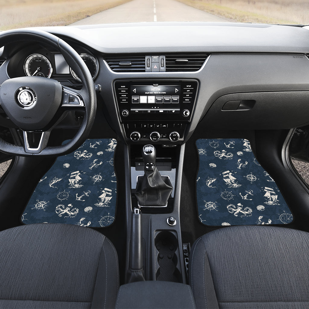 Nautical Sea Themed Print Car Floor Mats Front Back