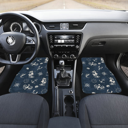 Nautical Sea Themed Print Car Floor Mats Front Back