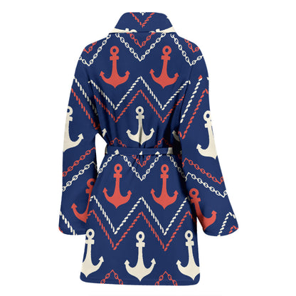 Anchor Pattern Print Design 07 Women Bathrobe