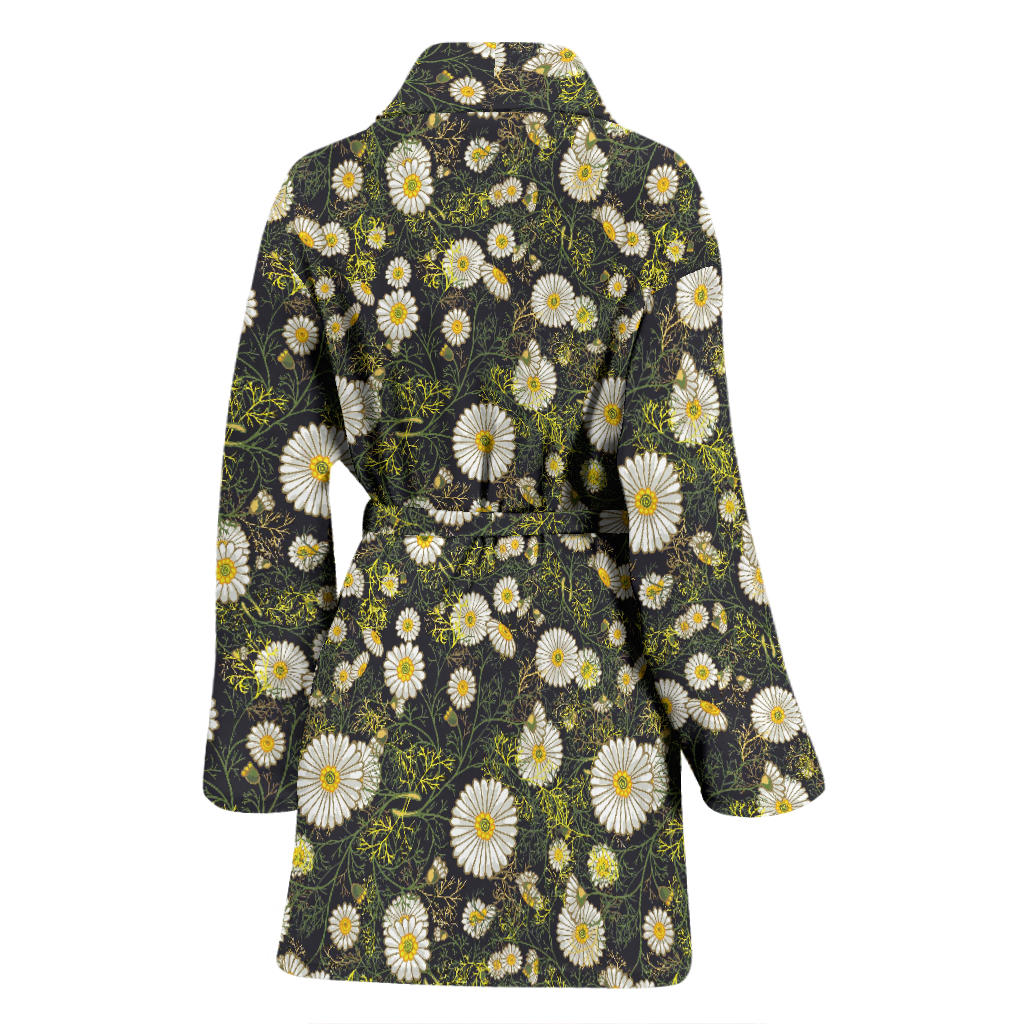 Daisy Pattern Print Design 03 Women Bathrobe