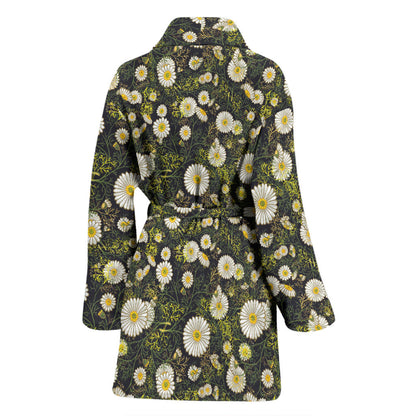 Daisy Pattern Print Design 03 Women Bathrobe