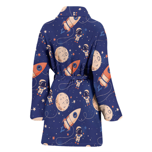 Space Astronaut Rocket Print Design LKS304 Women Bathrobe