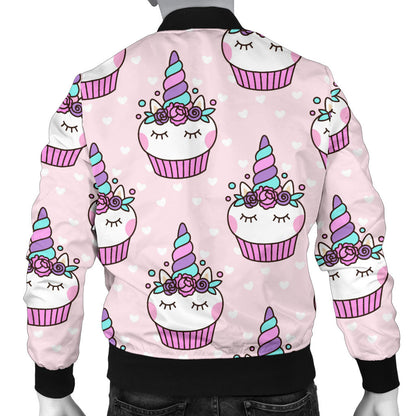 Cupcakes Unicorn Print Pattern Men Bomber Jacket