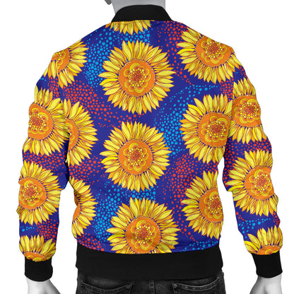 Sunflower Hand Drawn Style Print Men Bomber Jacket