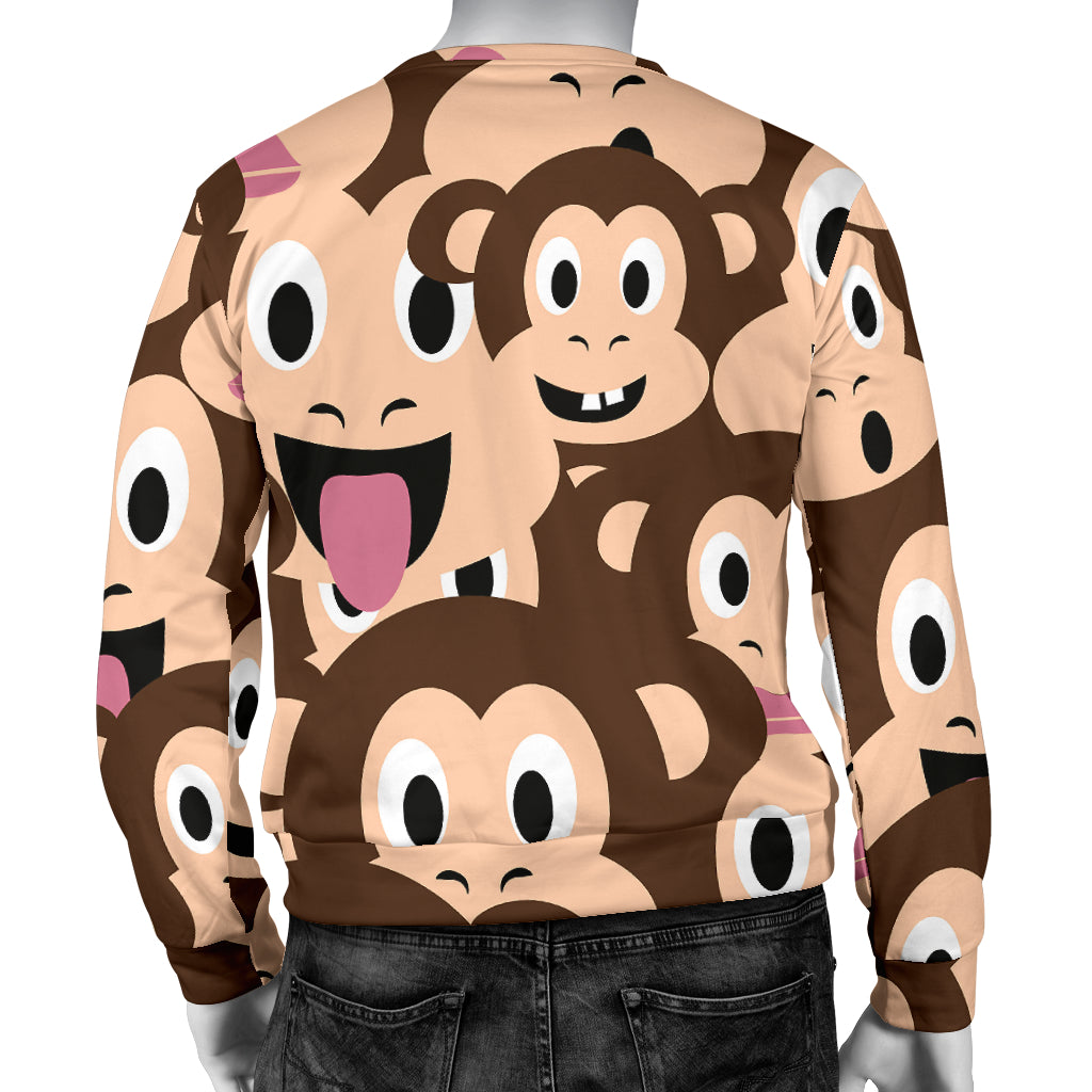 Emoji Monkey Print Pattern Men Long Sleeve Sweatshirt