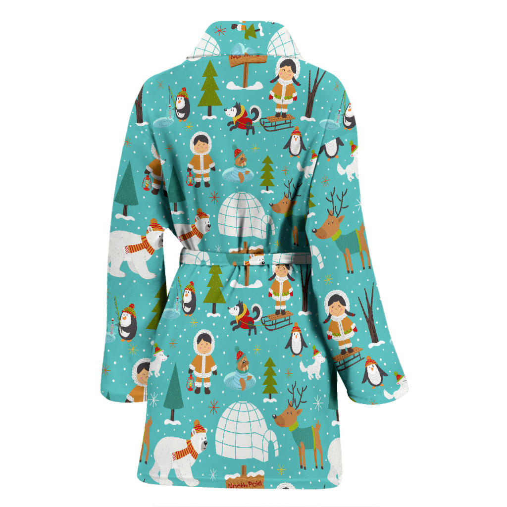 Eskimo Pattern Print Design 01 Women Bathrobe
