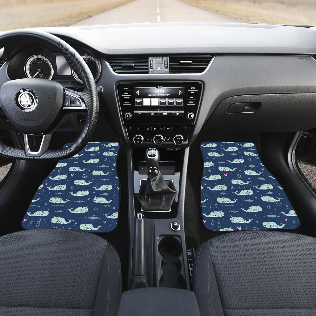 Narwhal Design Print Car Floor Mats Front Back