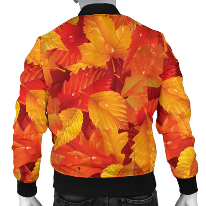 Elm Leave Autum Print Pattern Men Bomber Jacket