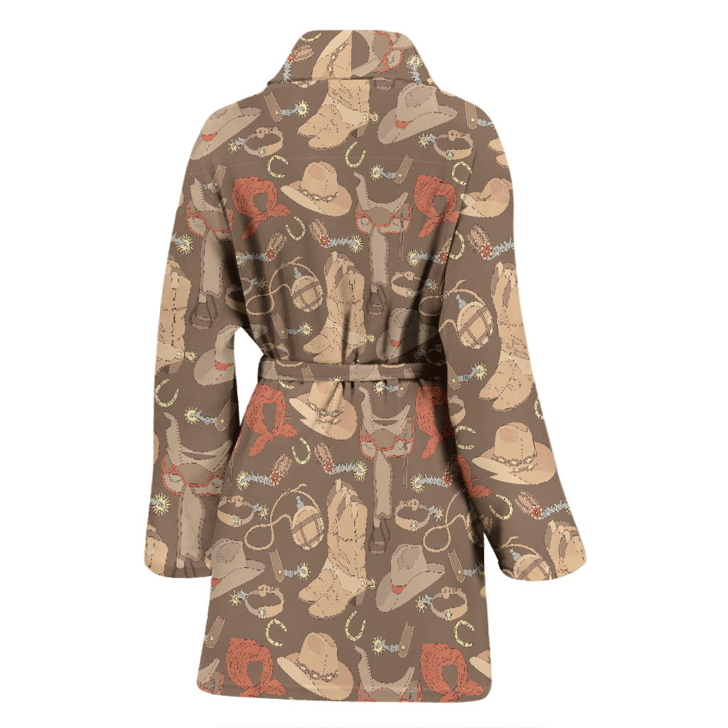 Cowboy Pattern Print Design 02 Women Bathrobe