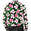 Hibiscus Pink Flower Hawaiian Print Men Long Sleeve Sweatshirt