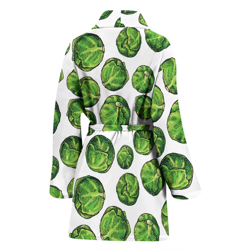 Brussels Sprouts Pattern Print Design 02 Women Bathrobe