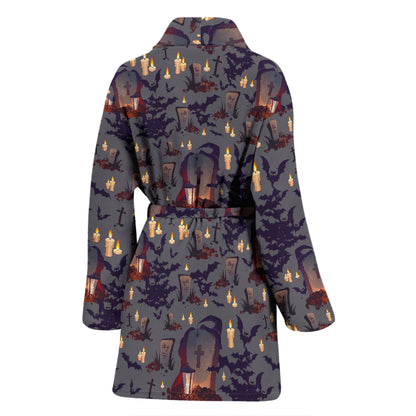 Creepy Graveyard Print Design LKS301 Women Bathrobe