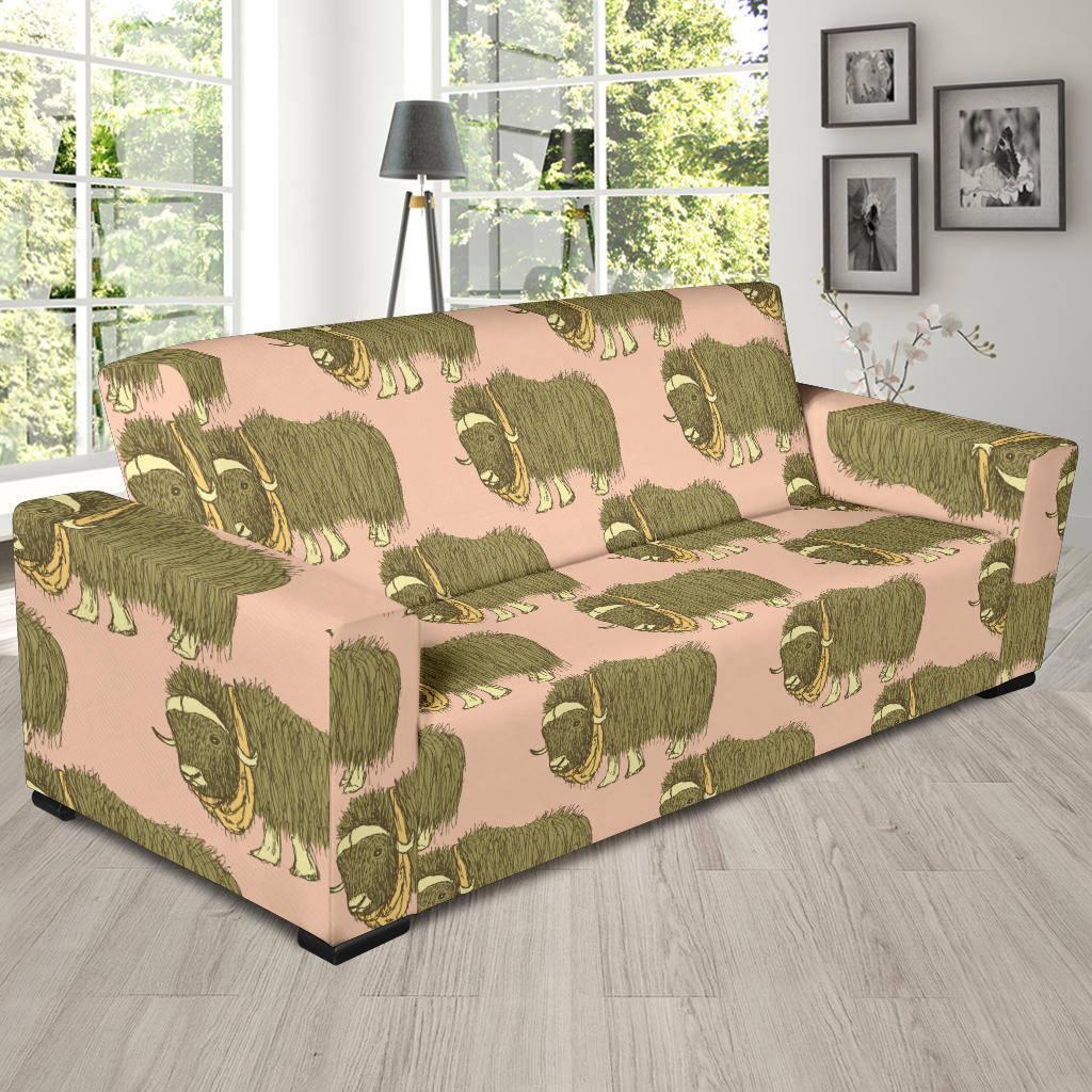 Yak Pattern Print Design 01 Sofa Slipcover