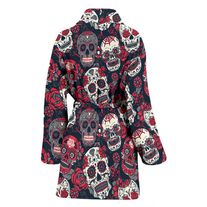 Sugar Skull Print Design LKS303 Women Bathrobe