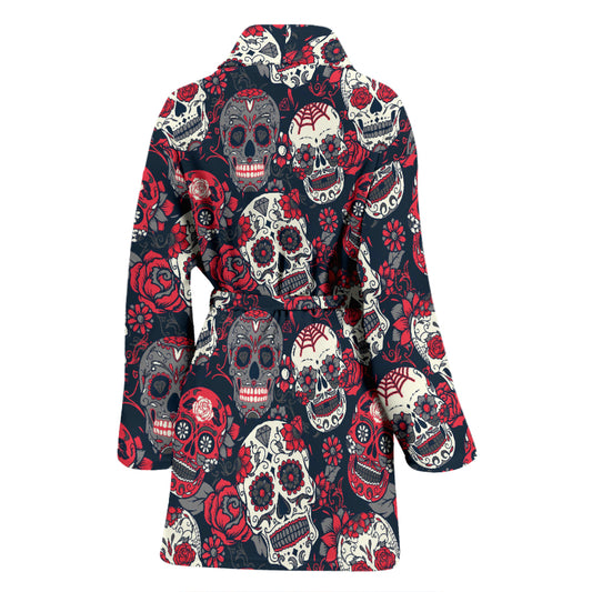 Sugar Skull Print Design LKS303 Women Bathrobe