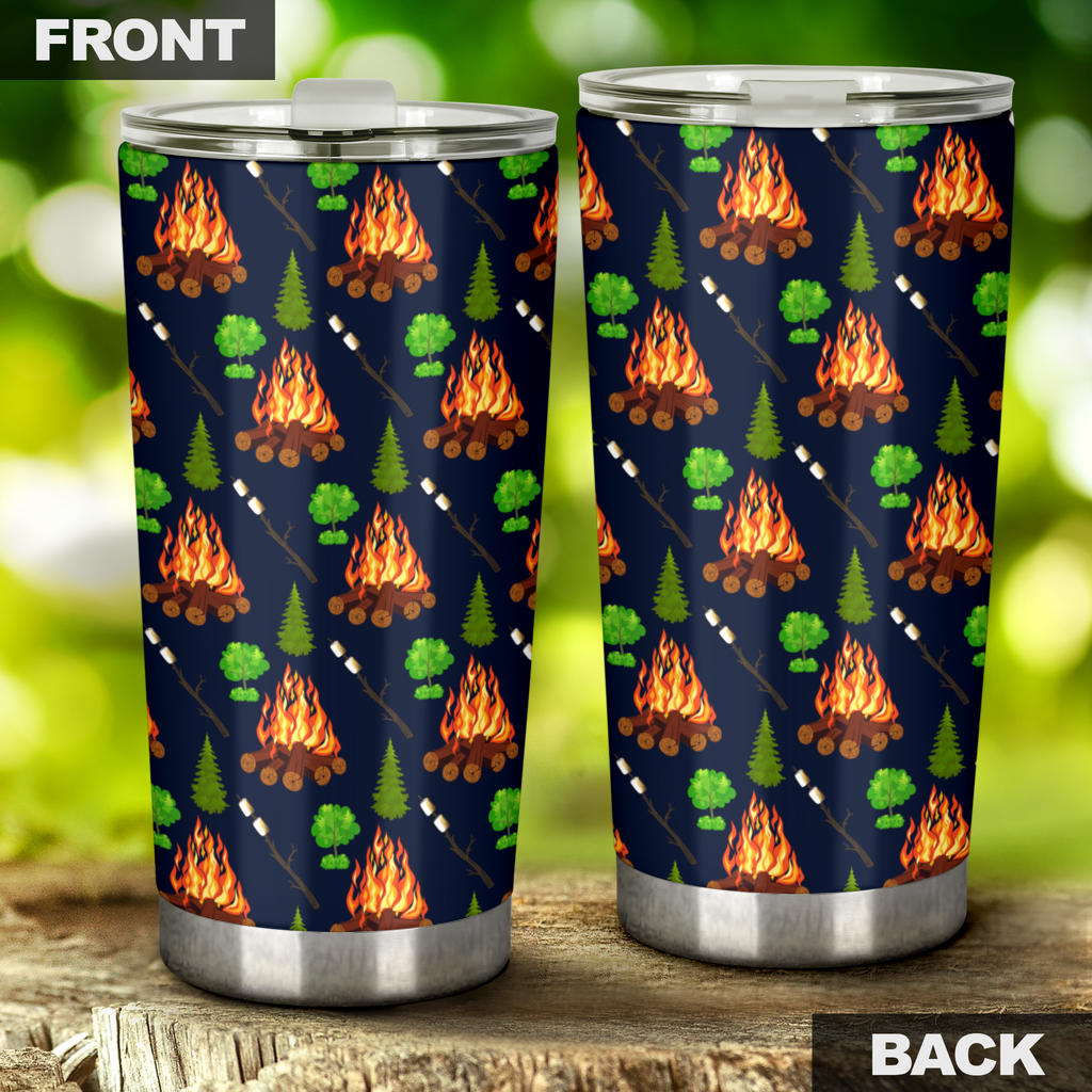 Camfire marshmallow Camping Design Print Tumbler