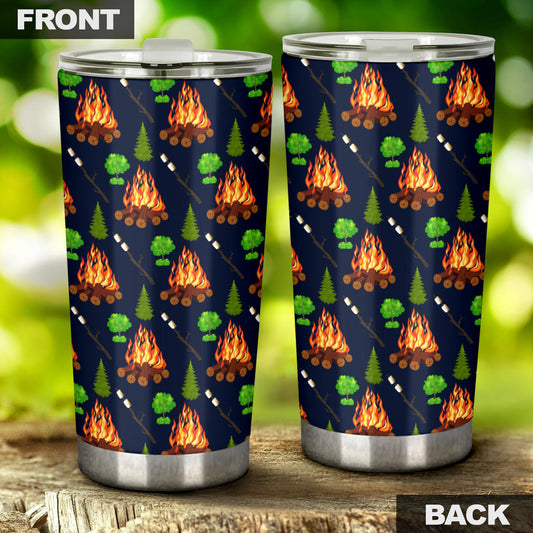 Camfire marshmallow Camping Design Print Tumbler