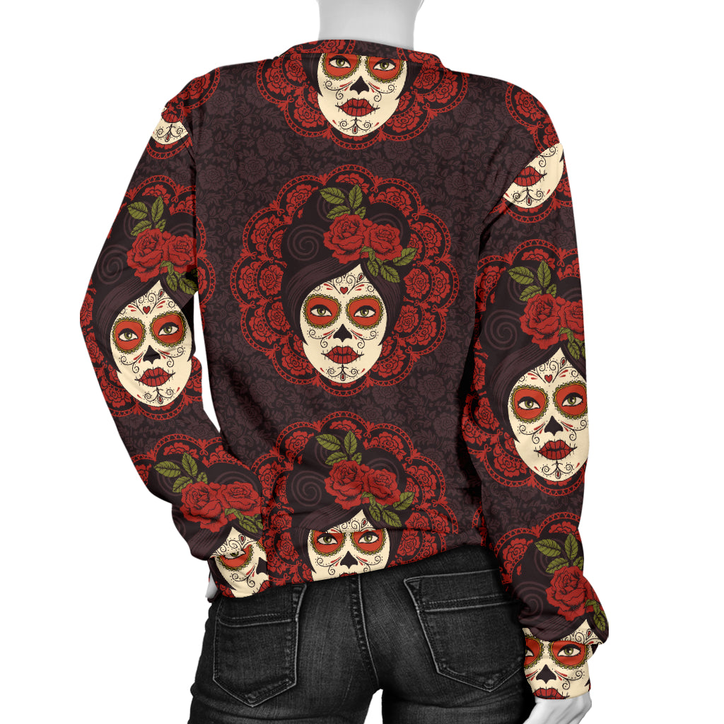 Day of the Dead Mexican Girl Women Long Sleeve Sweatshirt