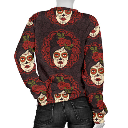 Day of the Dead Mexican Girl Women Long Sleeve Sweatshirt