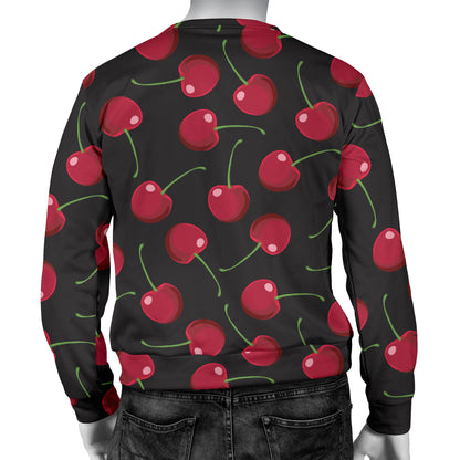 Cherry Black Background Men Long Sleeve Sweatshirt