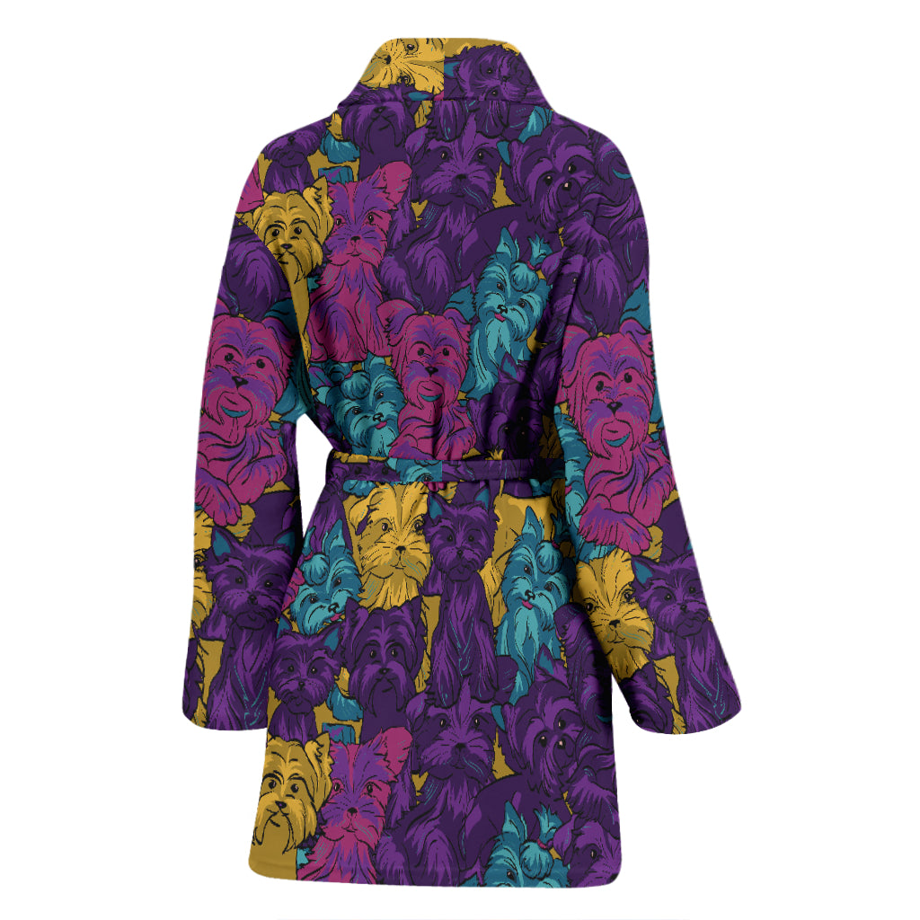Yorkshire Terriers Print Design LKS3010 Women Bathrobe