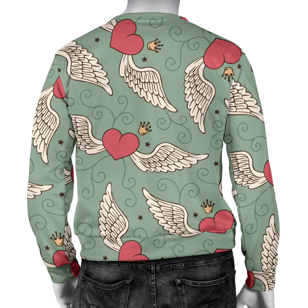 Angel Wings Heart Design Themed Print Men Long Sleeve Sweatshirt