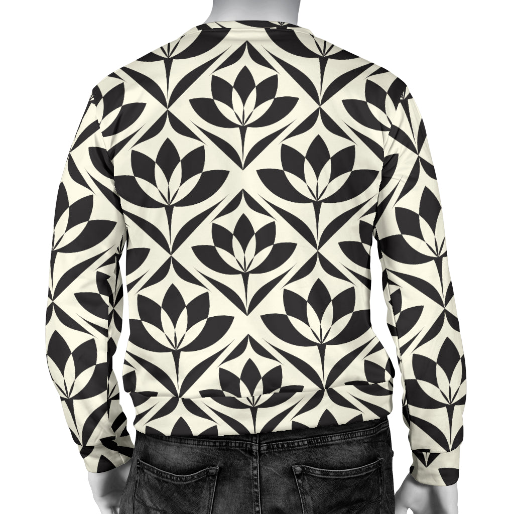Lotus Pattern Print Men Long Sleeve Sweatshirt