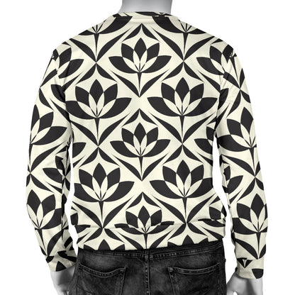 Lotus Pattern Print Men Long Sleeve Sweatshirt