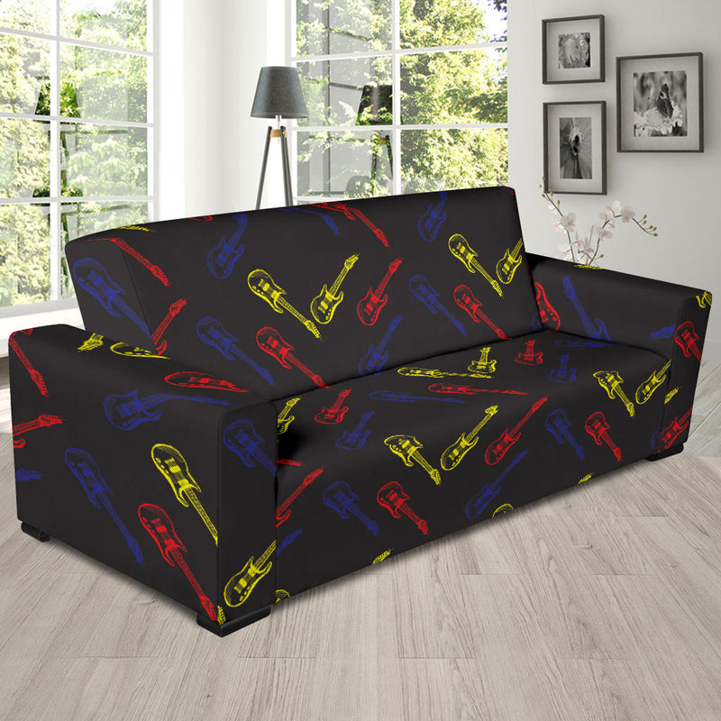 Electric Guitar Pattern Print Design 03 Sofa Slipcover