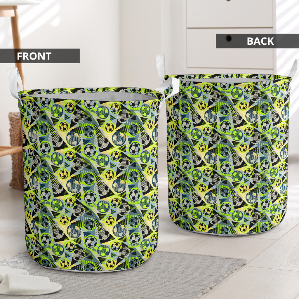 Soccer Ball Themed Print Pattern Laundry Basket