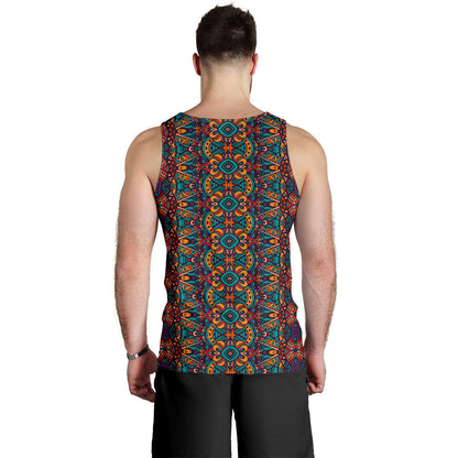 Ethnic Style Print Pattern Men Tank Top