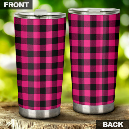 Pink Tartan Plaid Pattern Tumbler
