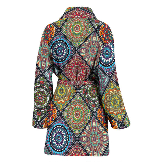 Bohemian Pattern Print Design 05 Women Bathrobe