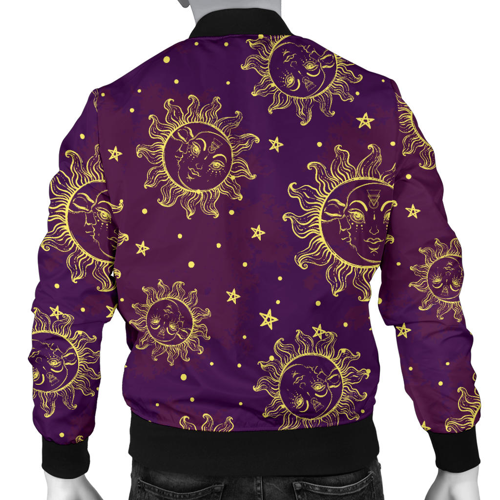 Sun Moon Star Design Themed Print Men Bomber Jacket
