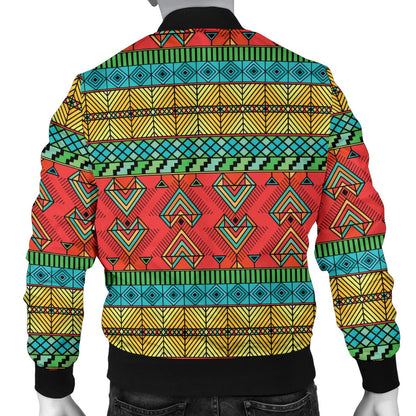 African Colorful Zigzag Print Pattern Men Bomber Jacket