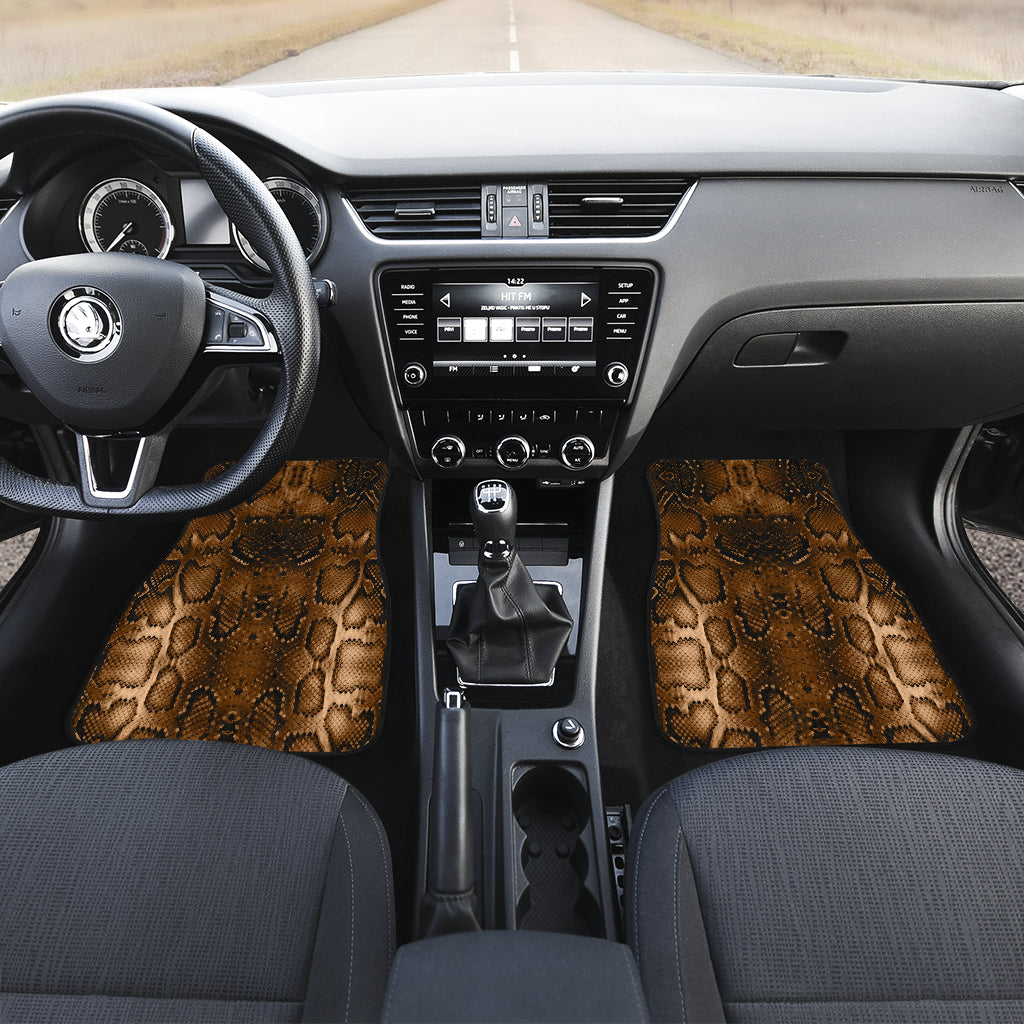 Snake Skin Brown Print Car Floor Mats Front Back
