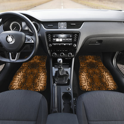 Snake Skin Brown Print Car Floor Mats Front Back