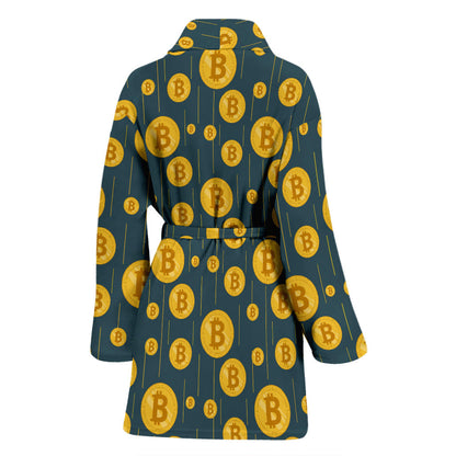 Bitcoin Pattern Print Design 01 Women Bathrobe