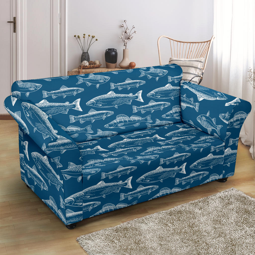 Salmon Fish Print Design LKS301 Loveseat Couch Slipcover
